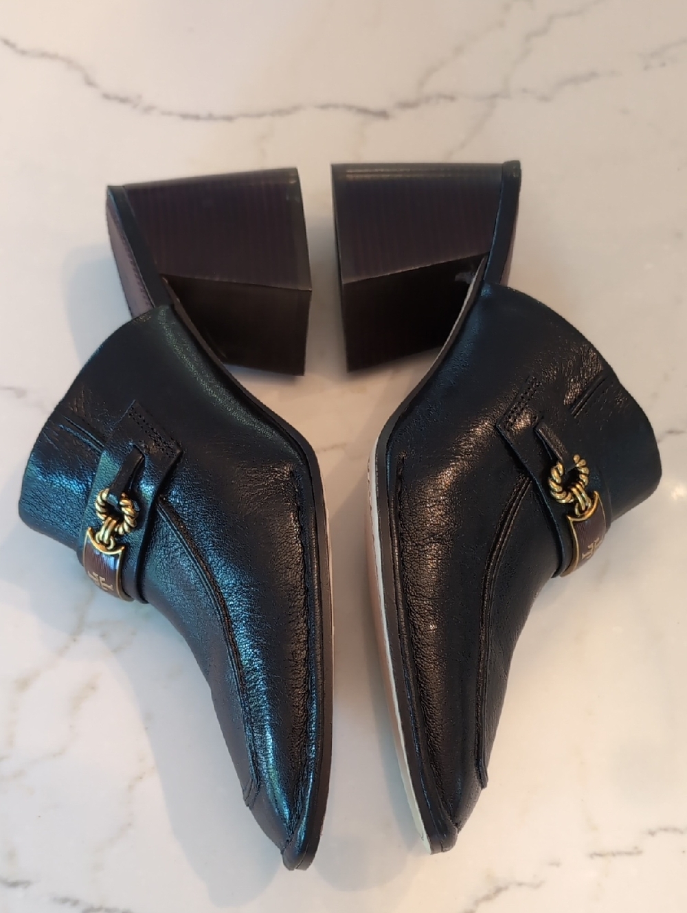 Tory Burch Perrine Black Leather Mule Pumps, Women’s Size 10.5M - Picture 3 of 10